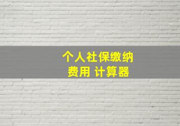 个人社保缴纳 费用 计算器